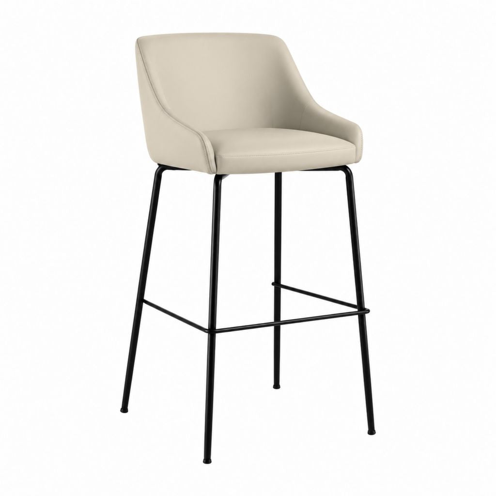 Sgabello da bar beige in pelle PU con schienale e struttura in acciaio 52 x 54 x 101 cm