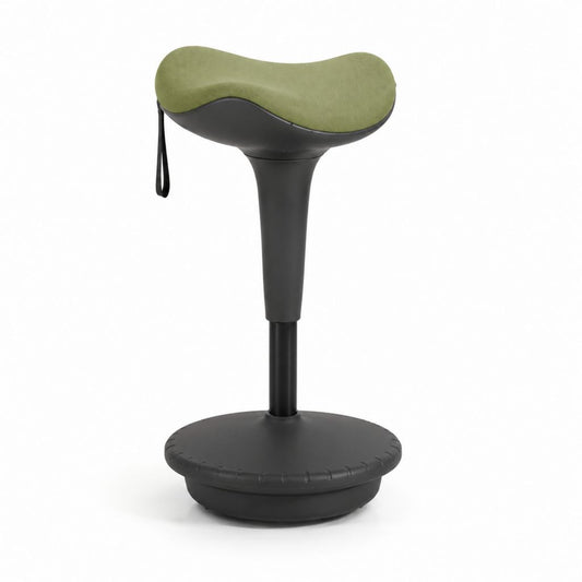 Sgabello da ufficio ergonomico verde e nero in poliestere e PP con base oscillante Ø 36 cm altezza regolabile 52-72 cm