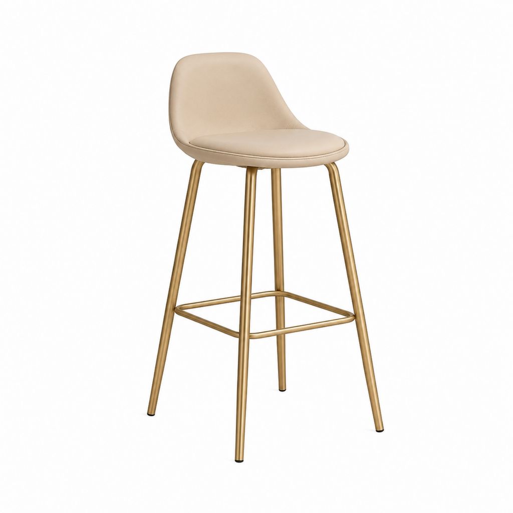 Sgabello da bar beige con schienale in PU e struttura in acciaio dorato 50 x 53 x 97 cm