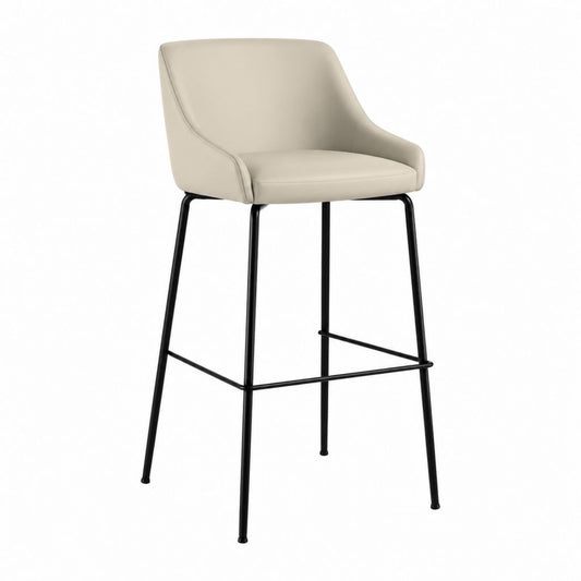 Sgabello da bar beige in pelle PU con schienale e struttura in acciaio 52 x 54 x 101 cm